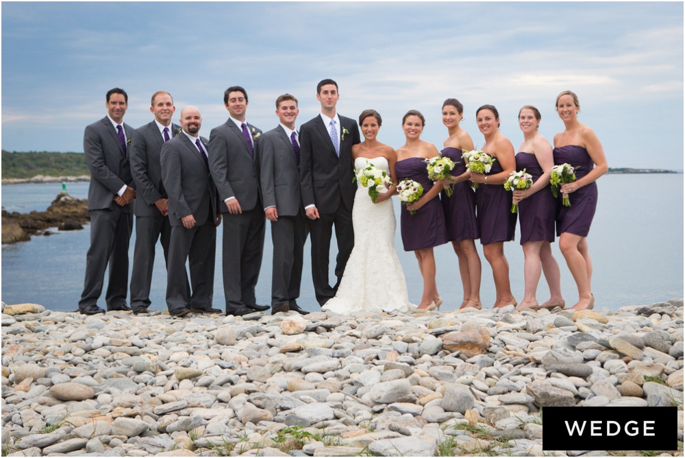 The wedding party at Portland Head Light / Fort Williams.