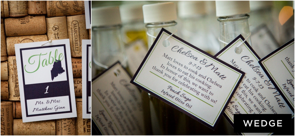 Matt is a chef, and it was fitting that the wedding favors would be bottles of infused olive oil.