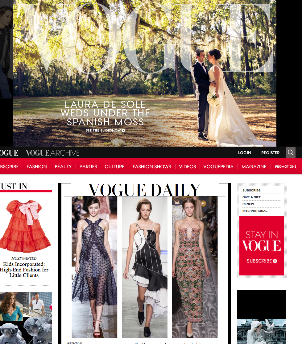 Vogue Feature Article Laura De Sole wedding. Vogue.com