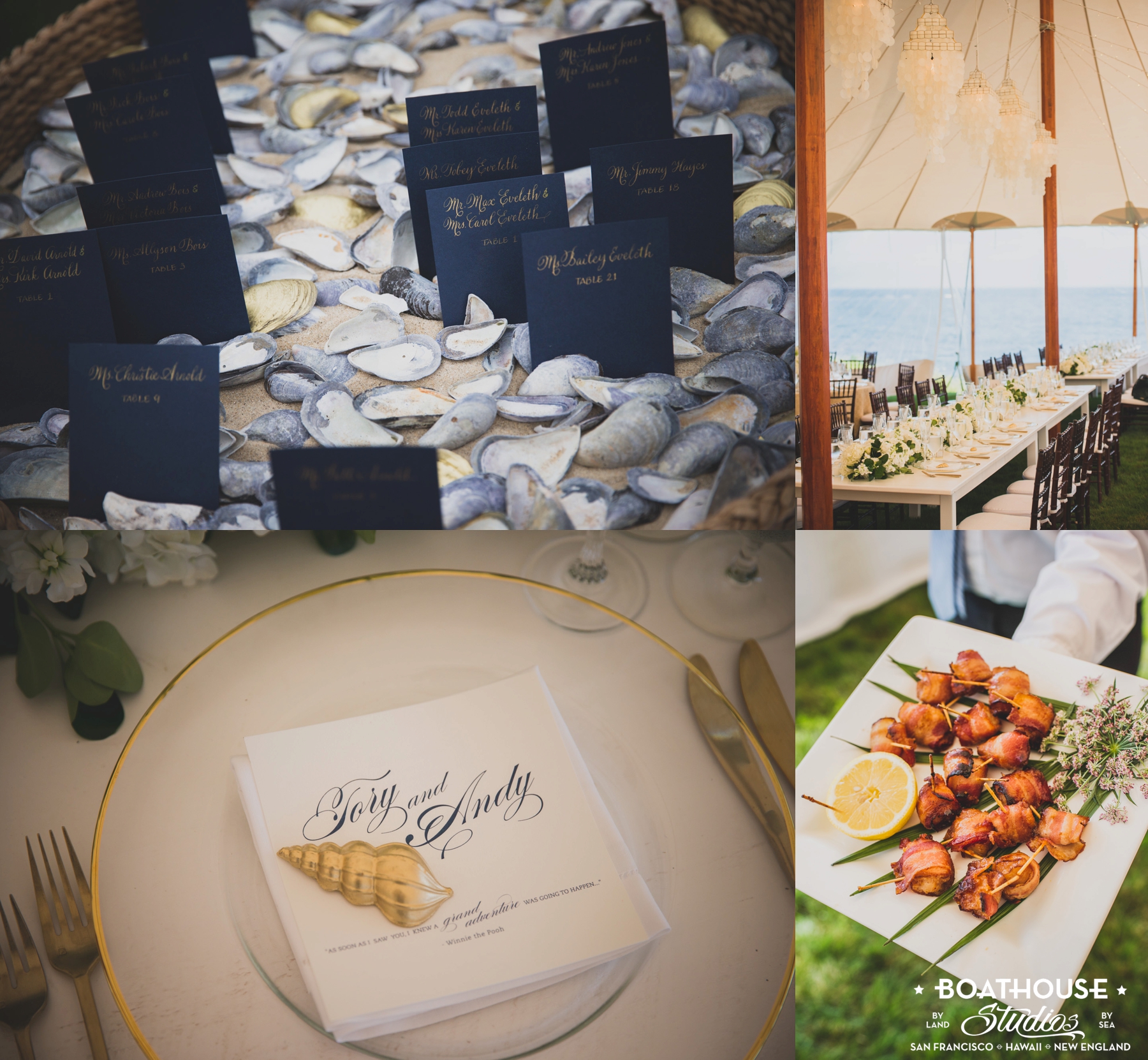 The gold shells on top of the menu. So many layers of neutral colors, subtle textures. It created a warm, elegant and absolutely stunning reception environment.