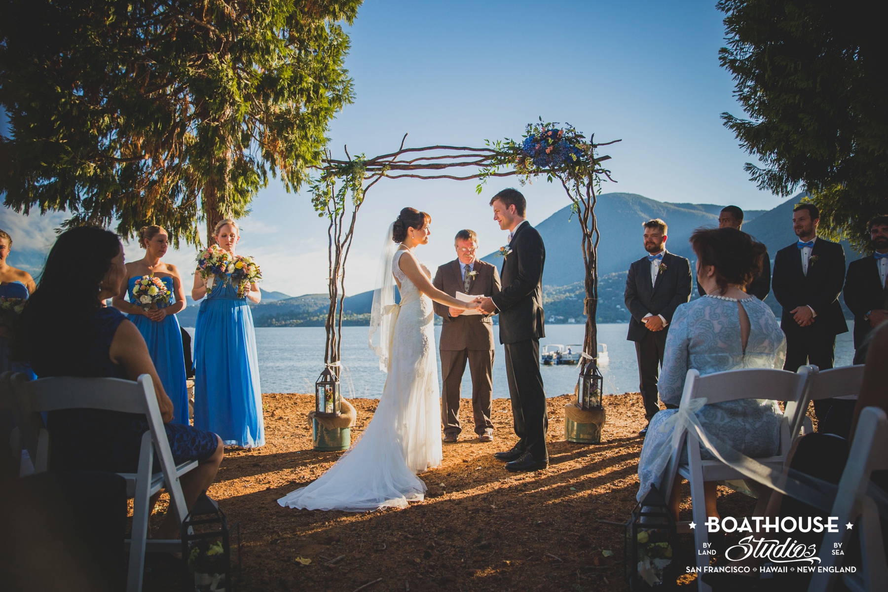 An incredible lakefront wedding. World class views with a mountain ridge in the background. Fantastic space for a wedding!